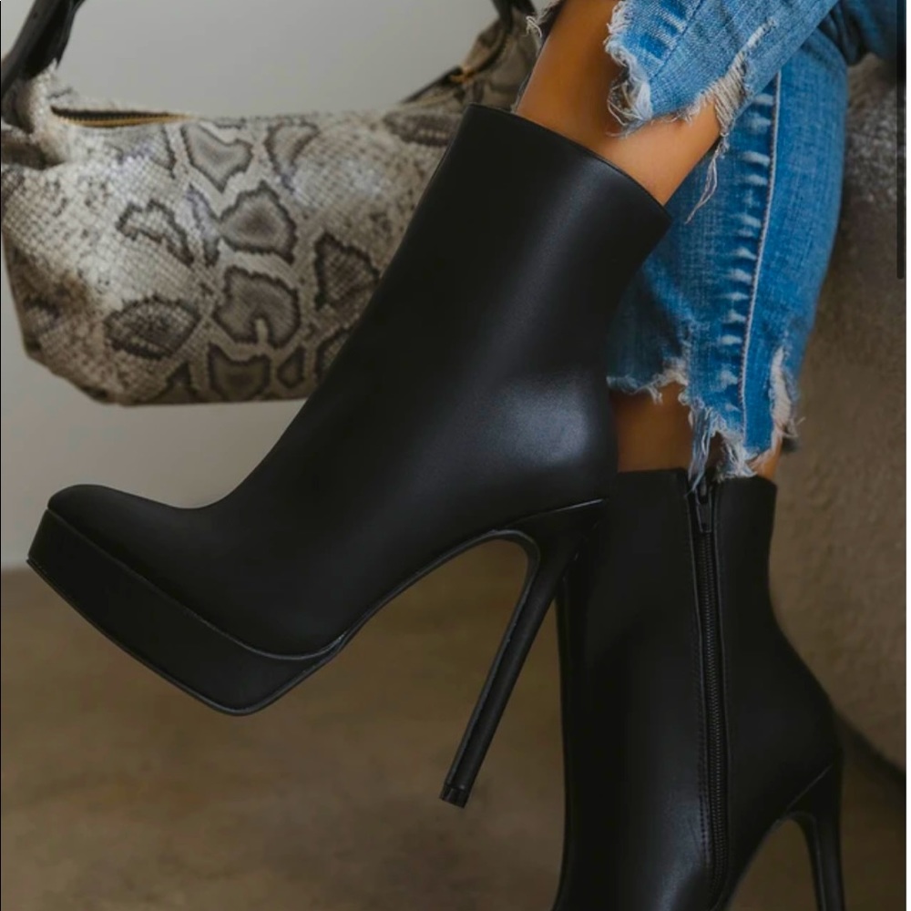 Black heeled booties